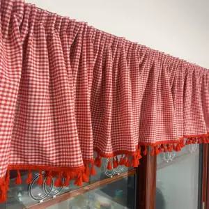 러블리 핑크 체크무늬 봉집형 거실커튼 형 창문 가리개커텐 현관 장식 암막