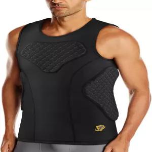 TUOY 성인 갈비뼈 가슴 보호대 새 버전 - 패딩 처리된 5 패드 야구 축구 라크로스 심장 흉골