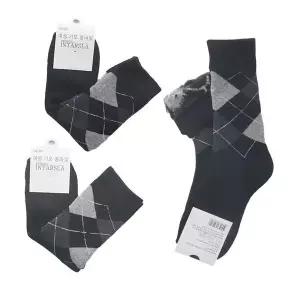 [하프클럽/]아가일 여성용 기모양말 장목양말 블랙 3켤레