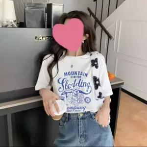 여성용 코튼 반팔 프린트 티셔츠 아웃도어 캐주얼 상의