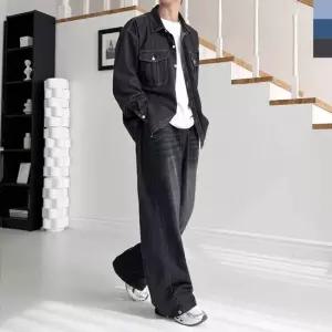 ToB GAA SF1045M 남자 사이드턱 스냅 버튼 와이드 밴딩 청바지 데님 스냅버튼청바지 청바지