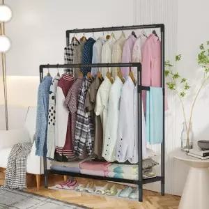 [라일리생활건강] Rly 고정식 2단 행거 드레스룸 철제 수납 튼튼한 조