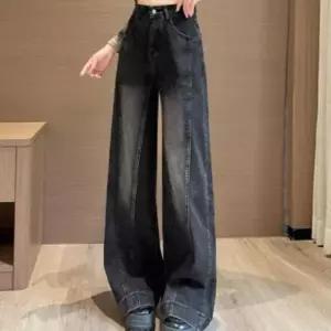 여성 하이웨이스트 빈티지 와이드 롱 청바지