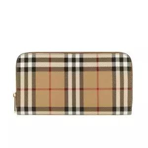 버버리 장지갑 체크 레더 지퍼라운드 8070598