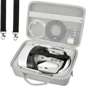 메타 퀘스트 3/ 오큘러스 2 공식 오리지널/엘리트 스트랩 VR 헤드셋 및 컨트롤러 액세서리용 컴케이스 하드