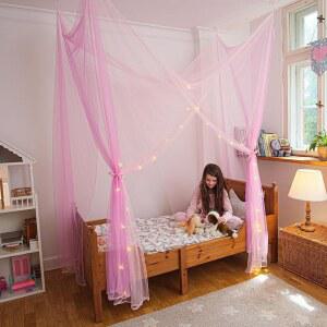 볼레포 침대 캐노피 커튼 - 4 코너(레인보우), 핑크 & 퍼플