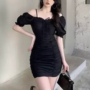 숏 인기 여름 원피스 오프 숄더 셔링 퍼프 끈나시 드 (KYR-WFGU8TA)