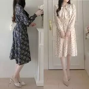 여자 꽃무늬 원피스 쉬폰 프릴 러플 플라워 롱 GWM (KYR-WFGKJVU)