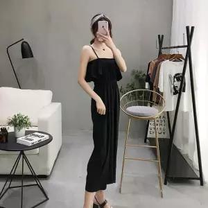 2컬러 여성 캐주얼 데일리 7부 끈나시 점프수트 OPC007N