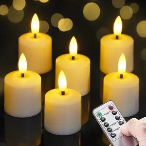 배터리와 리모컨이 장착된 마반데스 소형 깜빡이는 티 라이트 무화색 양초 1.5인치 x 2.5인치 보리 LED