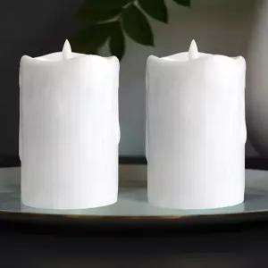 Gmnee 3 x6 흰색 불꽃 없는 LED 양초 - 리모컨 및 타이머 테이블 벽난로 맨텔 장식용 대형 리얼 왁스 기둥