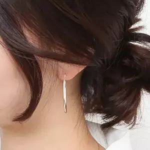 92.5 실버 파이프 40mm 후프 링 은 귀걸이