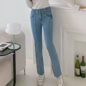 여자 슬림핏 절개 부츠컷 쫀쫀 빅사이즈 속밴딩 청바지