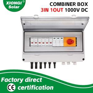 야외 방수 절연 스위치 IP65-PV 태양광 서지 번개 보호 DC 컴바이너 박스 3 스트링 1000V 입력 1 출력