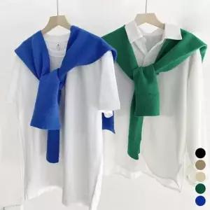 [콩심팥심]심플 어깨 숄 니트 가디건 여성용 봄 가을 아우터웨어