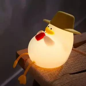 밀짚모자 오리 실리콘 무드등