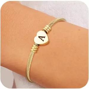 여성용 금 이니셜 브레이슬릿을 위한 ASCONA 발렌타인데이 선물 10대 트렌디한 귀여운 신부 들러리 생일