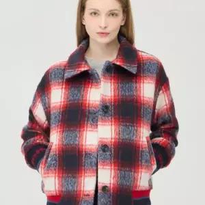 [롯데백화점]베네통 니트 블록 체크 블루종 점퍼 BAJPF4561