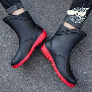 [하프클럽/]남성 패셔너블 미들굽 레인부츠 농작업 장마철