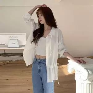 [다잇템] 여자 드로우코드 빅사이즈 코디 롱슬리브 블라우스_24365996_588872