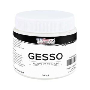 미국 아트 서플라이 화이트 게소 프라이머 - 오일 및 아크릴 페인트용 16.9온스(500ml) 우수한 커버력, 캔버스 준비, 혼합 가능한 페인트 아티스트