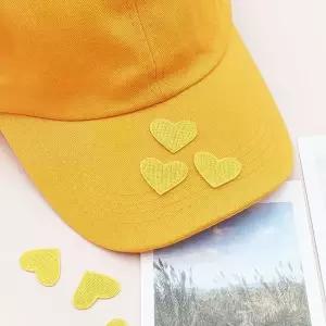 의류 패치 하트 노랑 열접착패치 의류리폼 옷리폼 의류자수 와펜