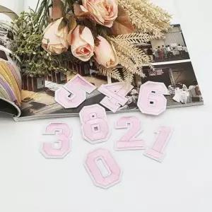 의류 패치 숫자 연분홍 열접착패치 의류리폼 옷리폼 의류자수 와펜