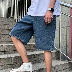 패션 여름 편안한 데님 밴딩 청 남자 반바지 허리