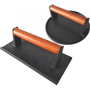 나무 손잡이가 있는 퍼스그릴 주철 그릴 프레스(원형 및 직사각형, 평평한 바닥