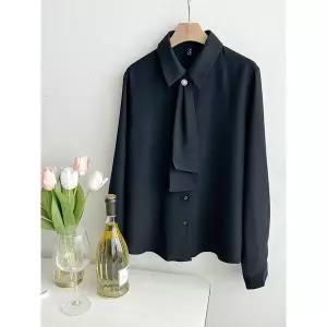 [하프클럽/샵앤]국산 여성 카라넥 2중 타이 정장 긴팔 블라우스N REI-WBL-4138-