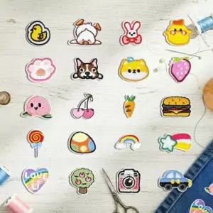 패브릭 열부착 디자인 미니 와펜 패치 20개 세트 귀여운와펜 자수와펜 열접착패치