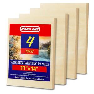 아크릴 붓기, 오일 및 추상 페인팅을 위한 4팩 11x14 배스우드 페인트 붓기 패널 u2013 예술가 공예가를 튼튼한 목재 페인팅 보드