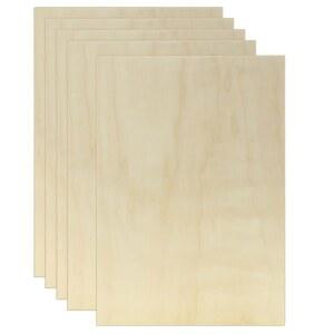 공예용 배스우드 시트 5팩, 12 x 16 1/2 인치 얇은 합판 미완성 보드, 회화, 화로그래피, 목판화, 목재 소각, 건축 모델