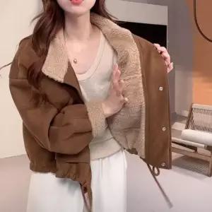 [라일리여성의류] Rly 여성 스웨이드 양털카라 무스탕 자켓 브라운