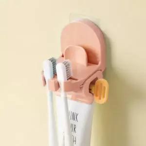( )3in1 부착식 칫솔홀더 치약짜개 욕실 양치컵걸이