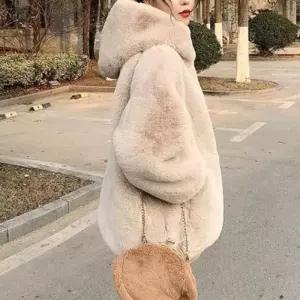 [라일리여성의류] Rly 여성 페이크퍼 후드점퍼 오버핏 겨울 털잠바 아우