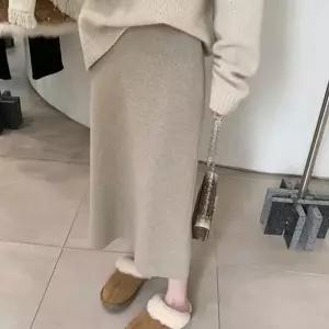 [라일리여성의류] Rly 따뜻해 허리밴딩 울소재 도톰 니트 롱 스커트