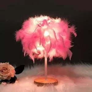 ( )이카루스 깃털 무드등 우드받침 인테리어조명 스탠드 수면등 핑크
