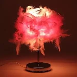 ( )이카루스 깃털 무드등 스틸받침 USB LED 인테리어스탠드 수면등 핑크