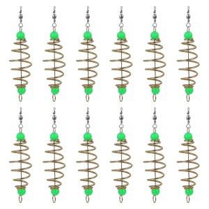 SEWACC 12개 낚시 미끼, 야광 구슬이 달린 스프링 피더 홀더, 올리브 모양, 탄소강 액세서리