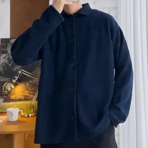 [리빌모아]남자 베이직 버튼 카라넥 셔츠 골지 니트티 5C KN Q114 곤색_P416713031