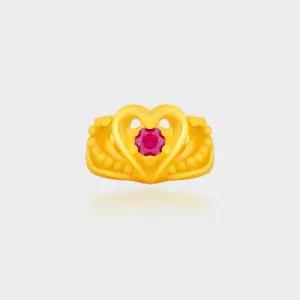 999 순금 24k 하트 루비 아기 백일 첫 돌 반지 1.2g