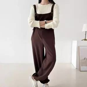 [신세계라이브쇼핑][옷자락] 여자 조거핏 와이드 버튼 멜빵 봄 등원룩 점프수트