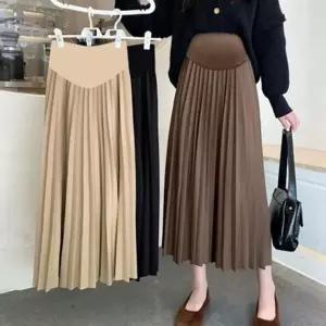 임산부원피스 롱 플리츠주름치마하이웨스트임산부복대스커트 205303