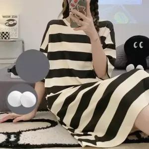 반팔 롱 원피스 잠옷 귀여운여성 파자마 원피스 홈웨어