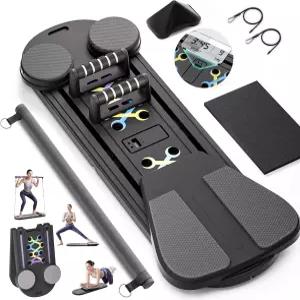 필라테스 보드 15 in 1 리포머 세트 저항 밴드가 있는 접이식 머신 홈 키트 운동용 휴대용 Ab 트레이너