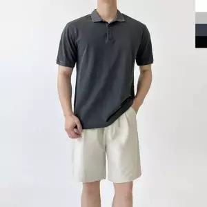 ACC SS1013M 남자 베이직 반밴딩 코튼 치노 핀턱 반바지