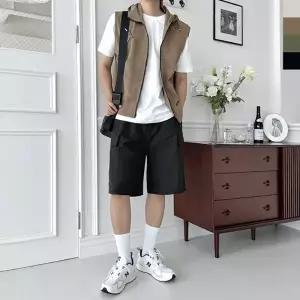 GSS SF1020M-NP52M 남자 고프코어 후드 바람막이 조끼 카고 7부 반바지 세트