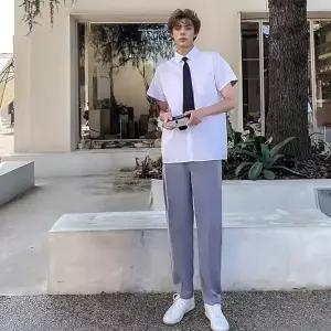 그레이 남자 바지  학생복 슬랙스 남자