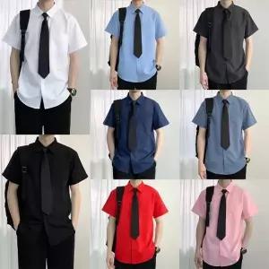 팔레트 각카라 포켓 남자 반팔 셔츠 넥타이 세트